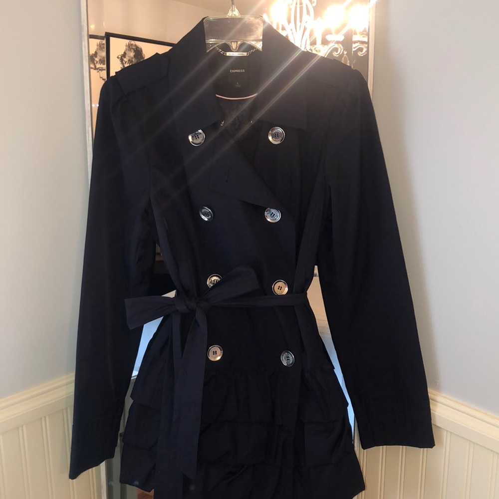 EXPRESS Navy Blue Weatherproof Trench Coat